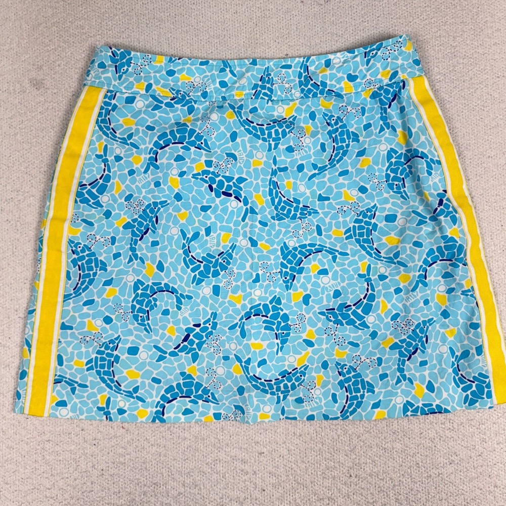 Lilly Pulitzer Birdie Skort Skirt‎ Womens 6 Golfins Dolphin Mosaic Blue White